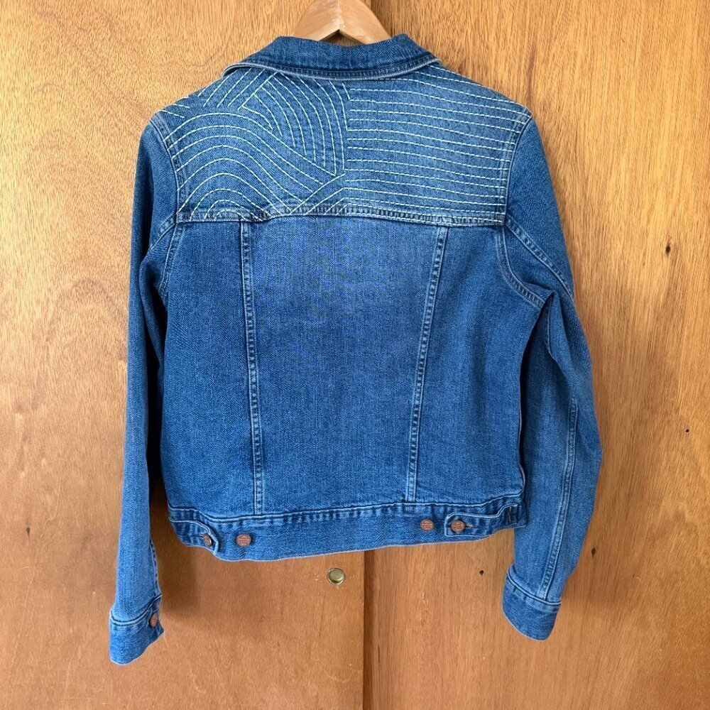 ❤️🔥Marine Layer - Blue Eileen Embroidered Denim Jacket - L - Picture 3 of 7